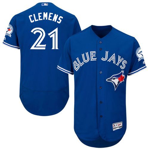 Blue Jays #21 Roger Clemens Blue Flexbase Authentic Collection Stitched MLB Jersey - Click Image to Close